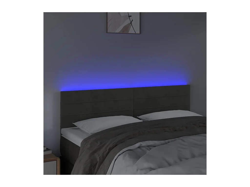 LED-Kopfteil Dunkelgrau 144x5x78/88 cm Samt