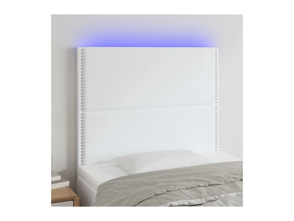 LED Hoofdbord Wit 90x5x118/128 cm Kunstleer