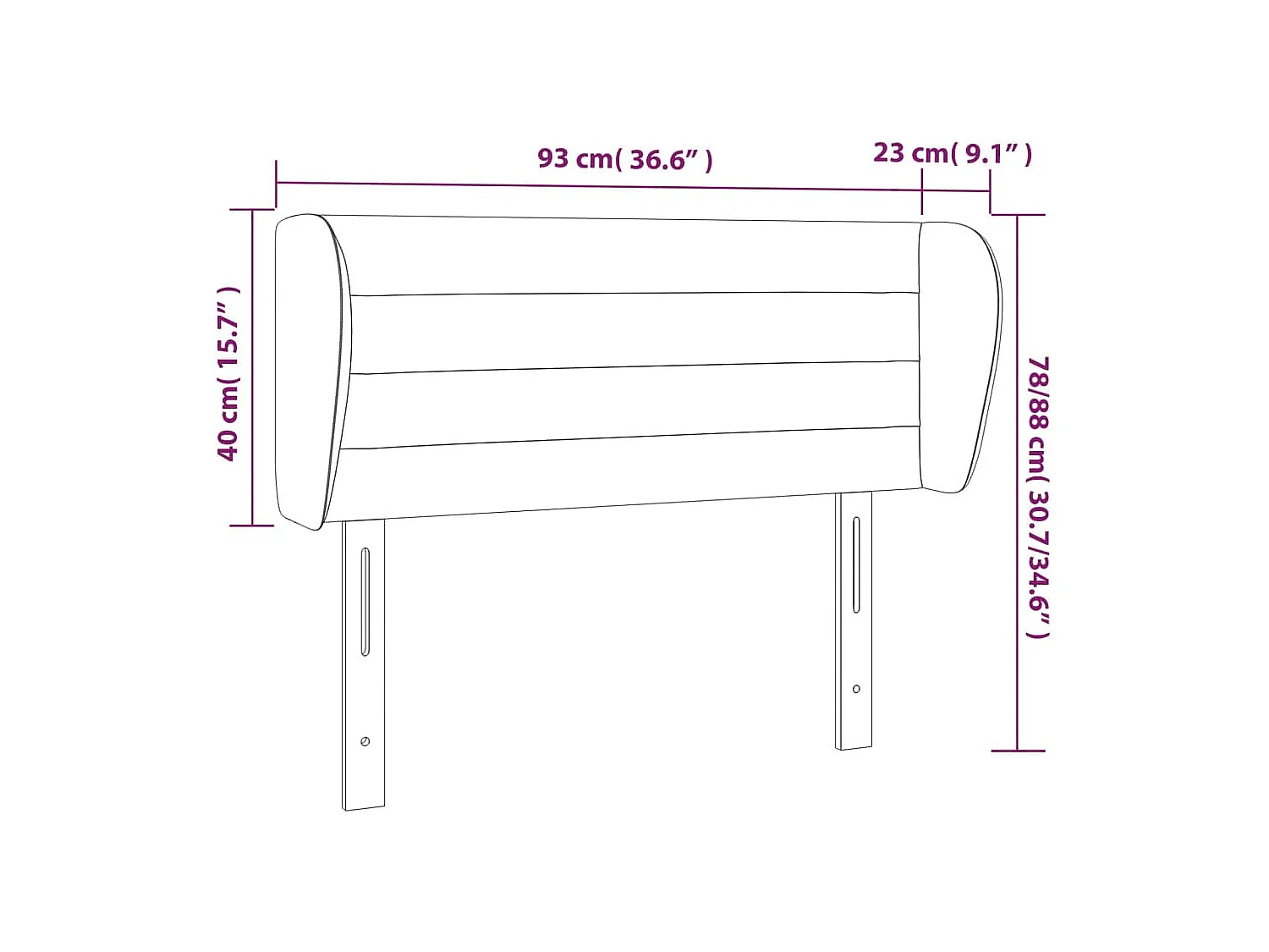 Tête de lit avec oreilles Gris clair 93x23x78/88 cm Velours