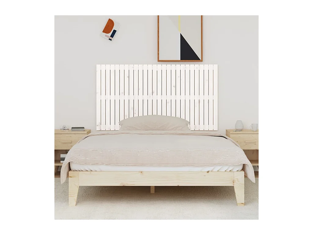 Cabecero de pared Blanco 166x3x90 cm Madera maciza de pino