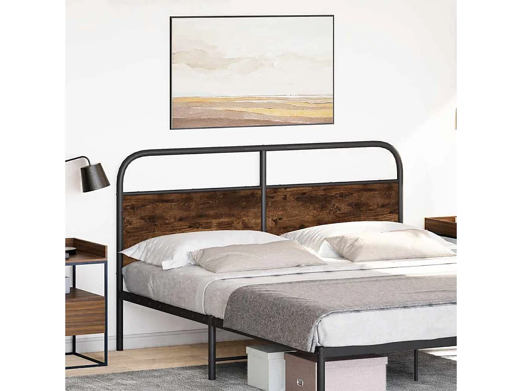 Tête de lit chêne fumé 160 cm acier et bois d'ingénierie