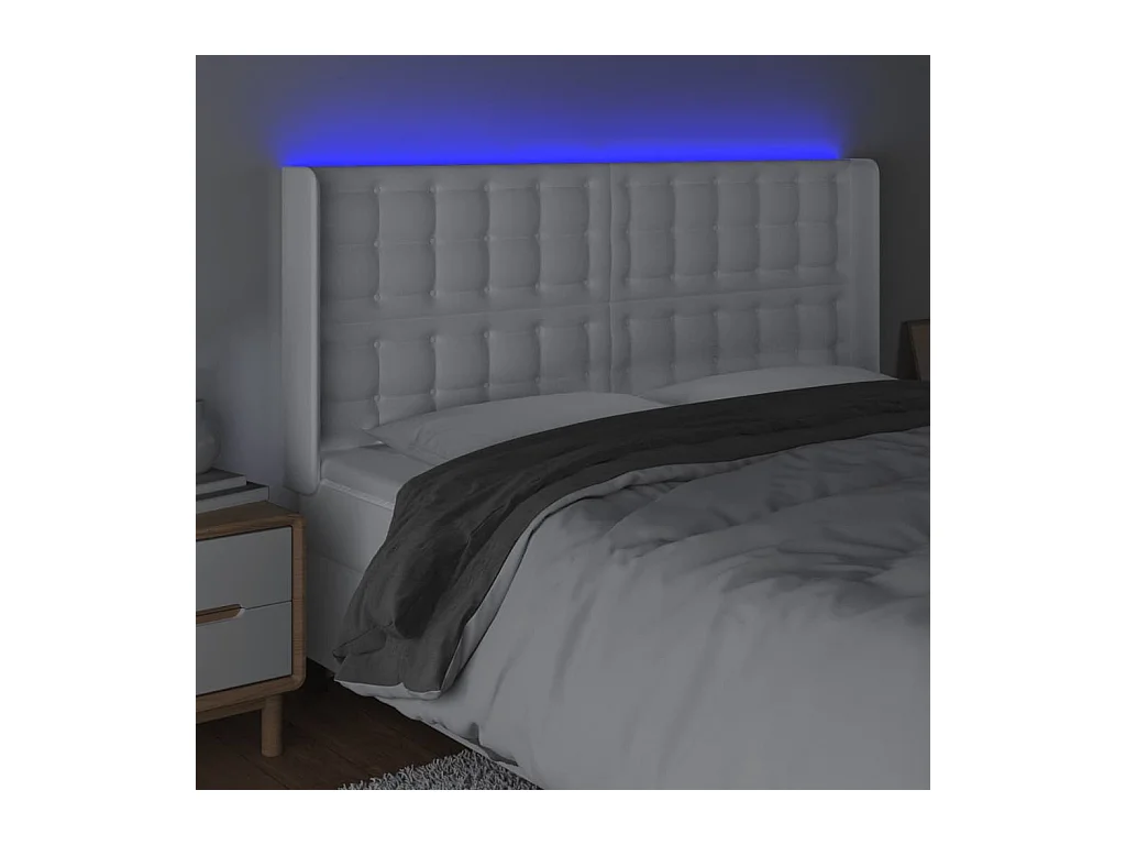 Tête de lit à LED Blanc 163x16x118/128 cm Similicuir