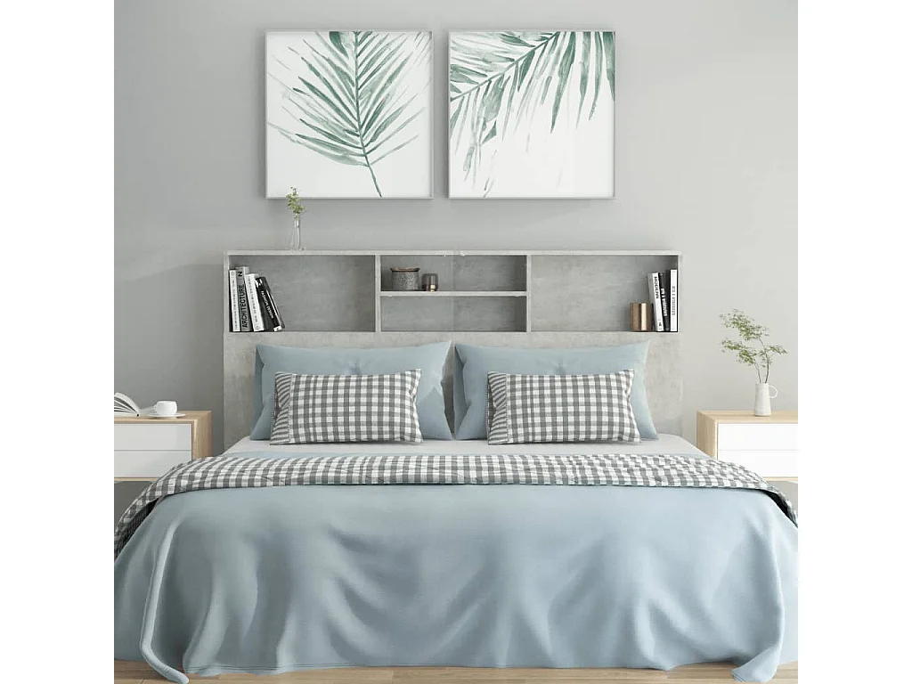 Betongrauer Kopfteilschrank 160 x 19 x 103,5 cm