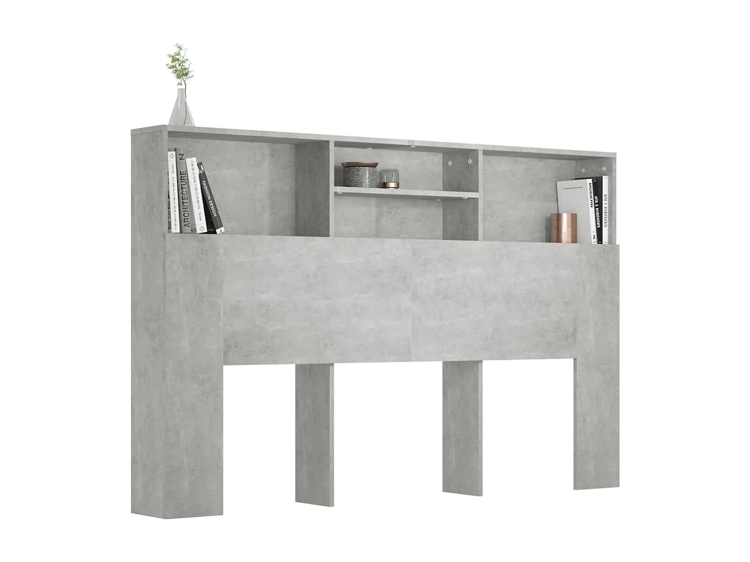 Betongrauer Kopfteilschrank 160 x 19 x 103,5 cm