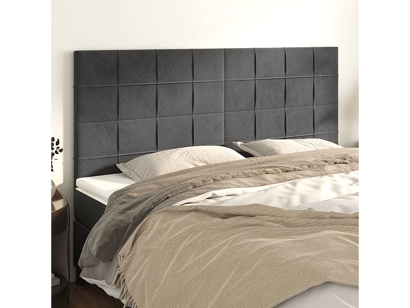 Têtes de lit 4 pcs Gris foncé 100x5x78/88 cm Velours