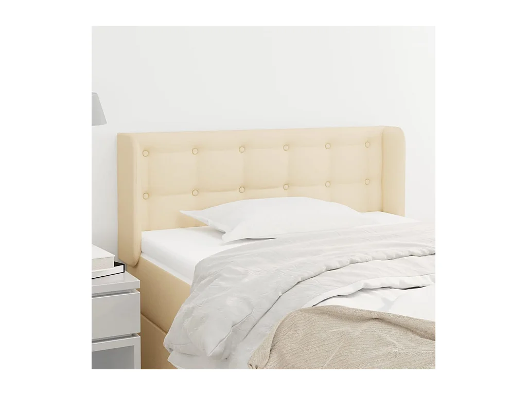 Testiera con ali Crema 103x16x78/88 cm Tessuto