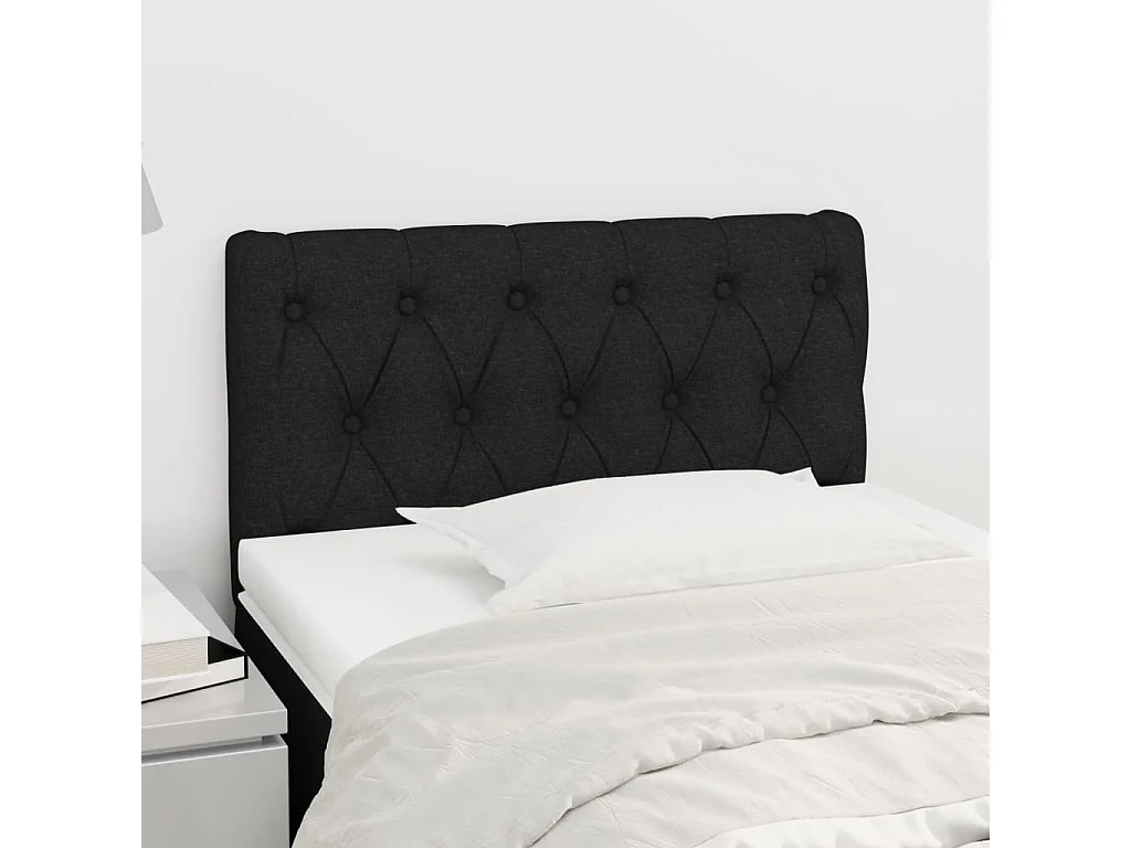 Zwart hoofdbord 80x7x78/88 cm Stof