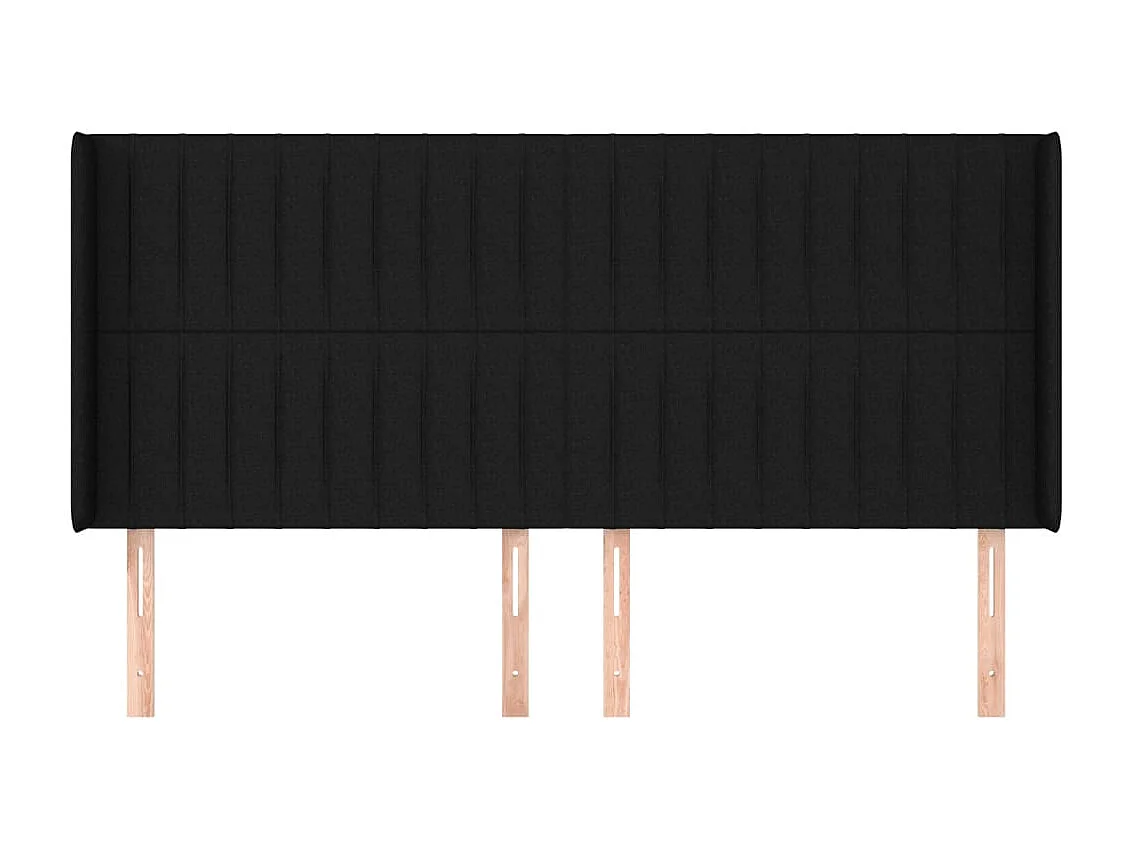 Testiera con ali Nero 163x16x118/128 cm Tessuto