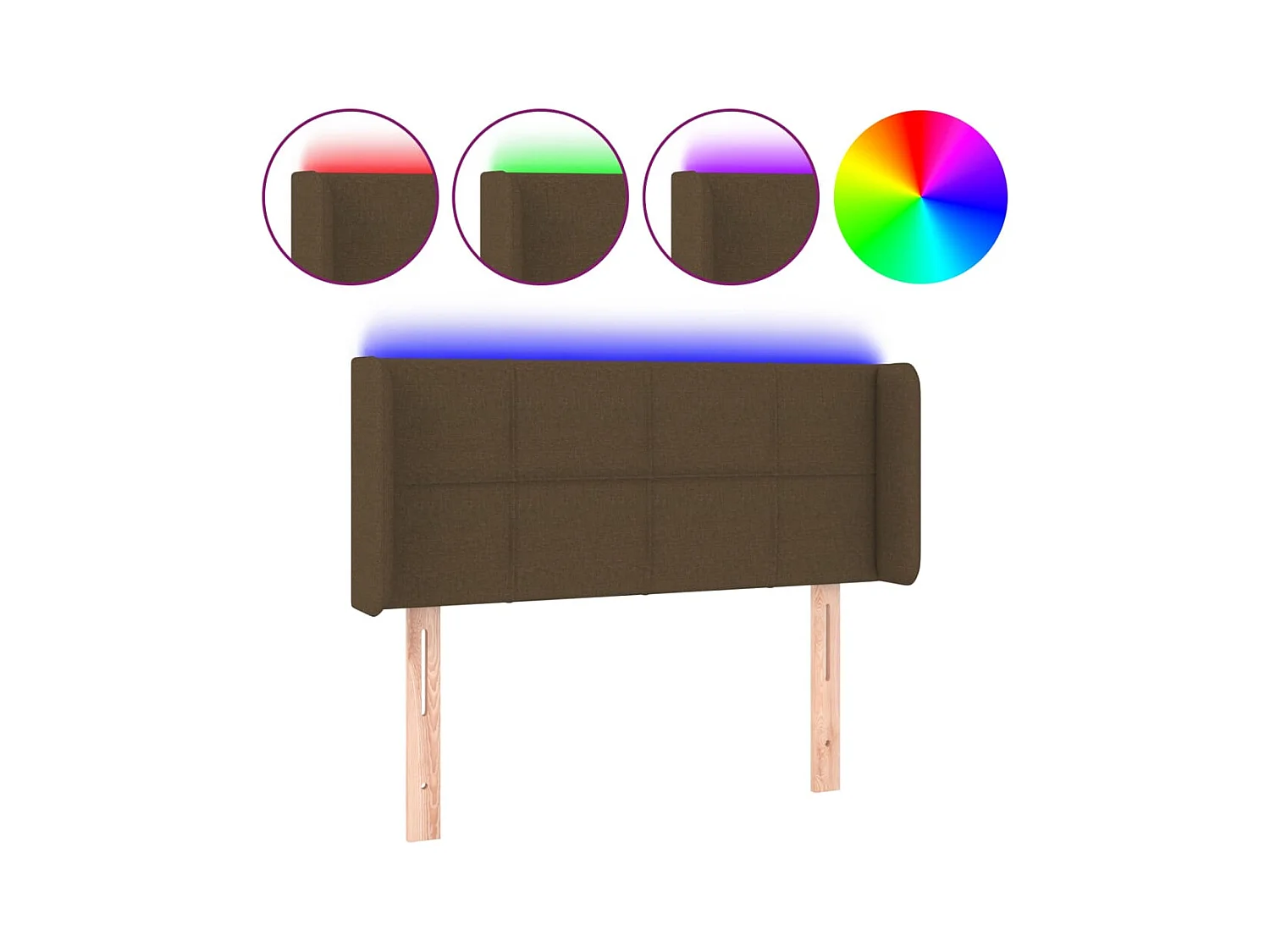 Testiera LED Marrone Scuro 93x16x78/88 cm Tessuto