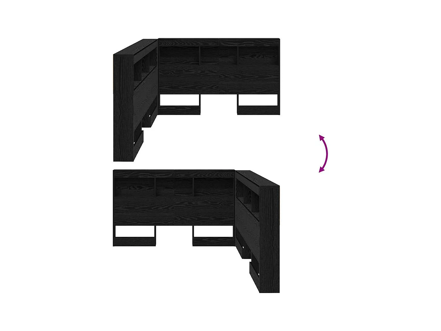 Cabecero de cama de roble negro con almacenaje, 120 cm, madera de ingeniería