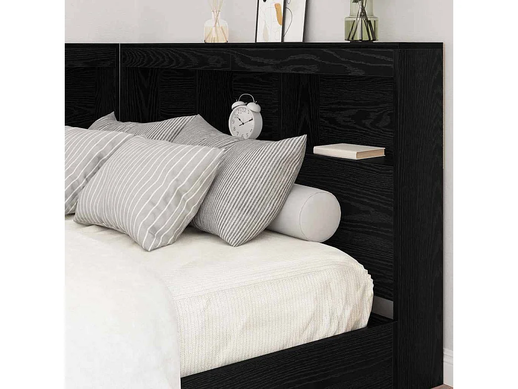 Tête de lit de rangement Chêne noir 120 cm Bois d'ingénierie