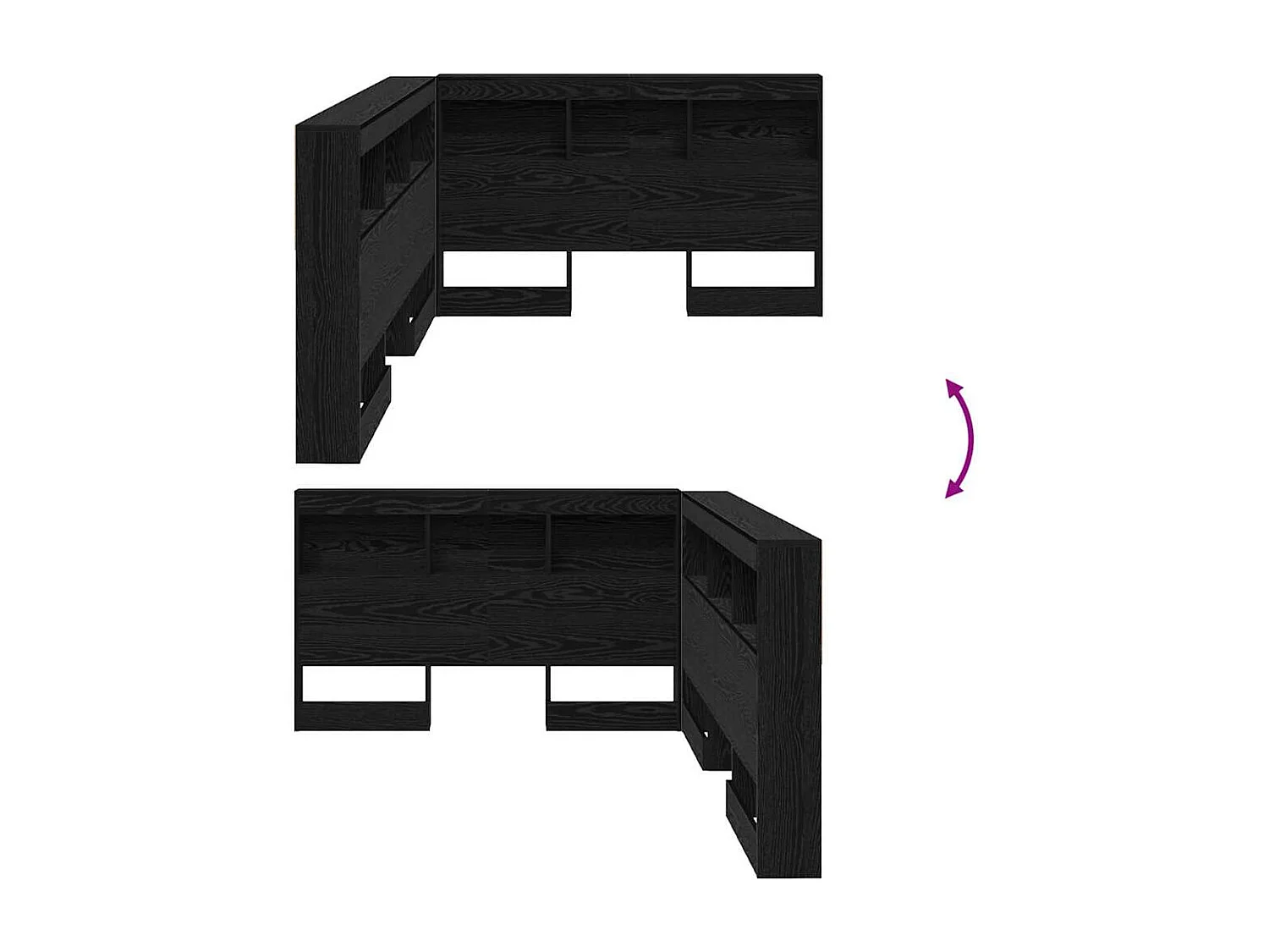 Tête de lit de rangement Chêne noir 120 cm Bois d'ingénierie