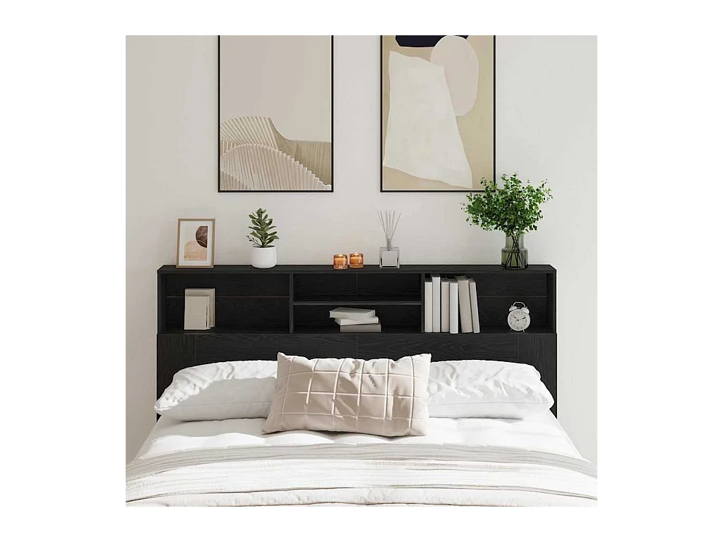 Cabinet de Tête de Lit Chêne noir 180 x 19 x 103.5 cm