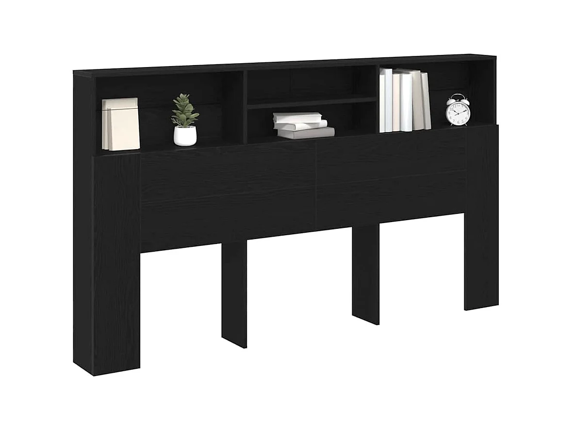 Cabinet de Tête de Lit Chêne noir 180 x 19 x 103.5 cm