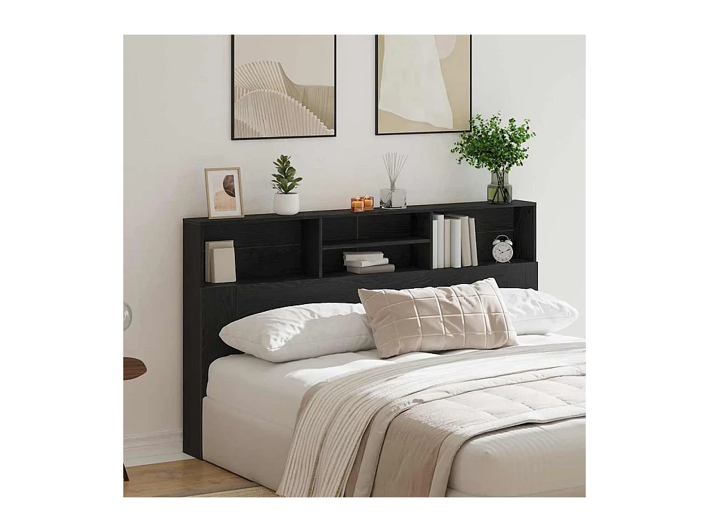 Cabinet de Tête de Lit Chêne noir 180 x 19 x 103.5 cm