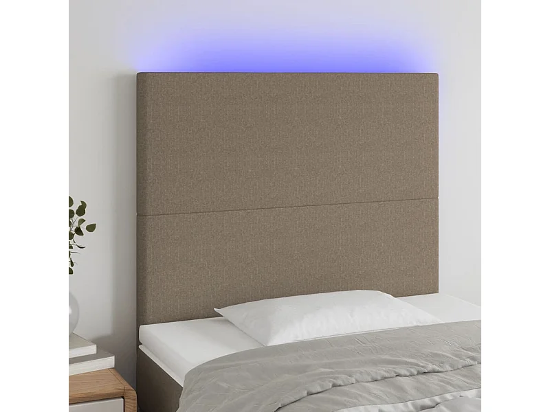 Taupe LED Hoofdbord 100x5x118/128 cm Stof