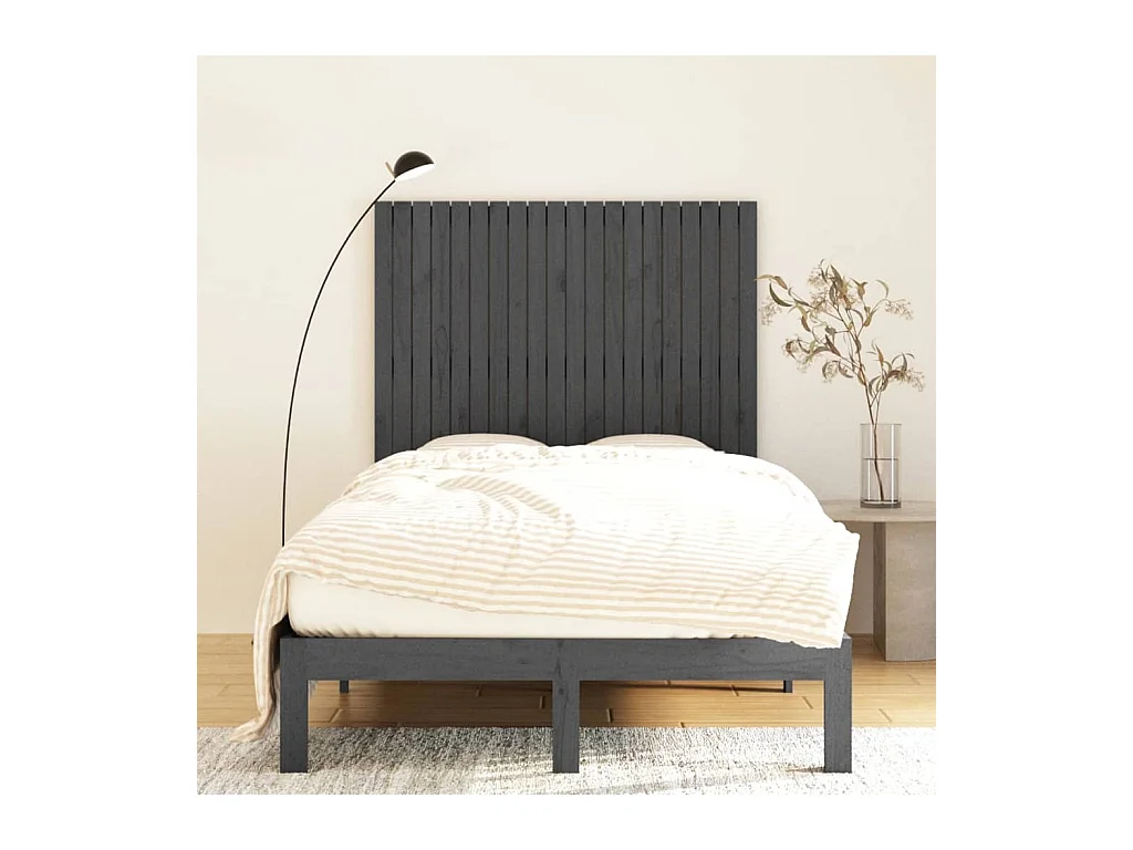 Cabecero de pared Gris 127,5x3x110 cm Madera maciza de pino