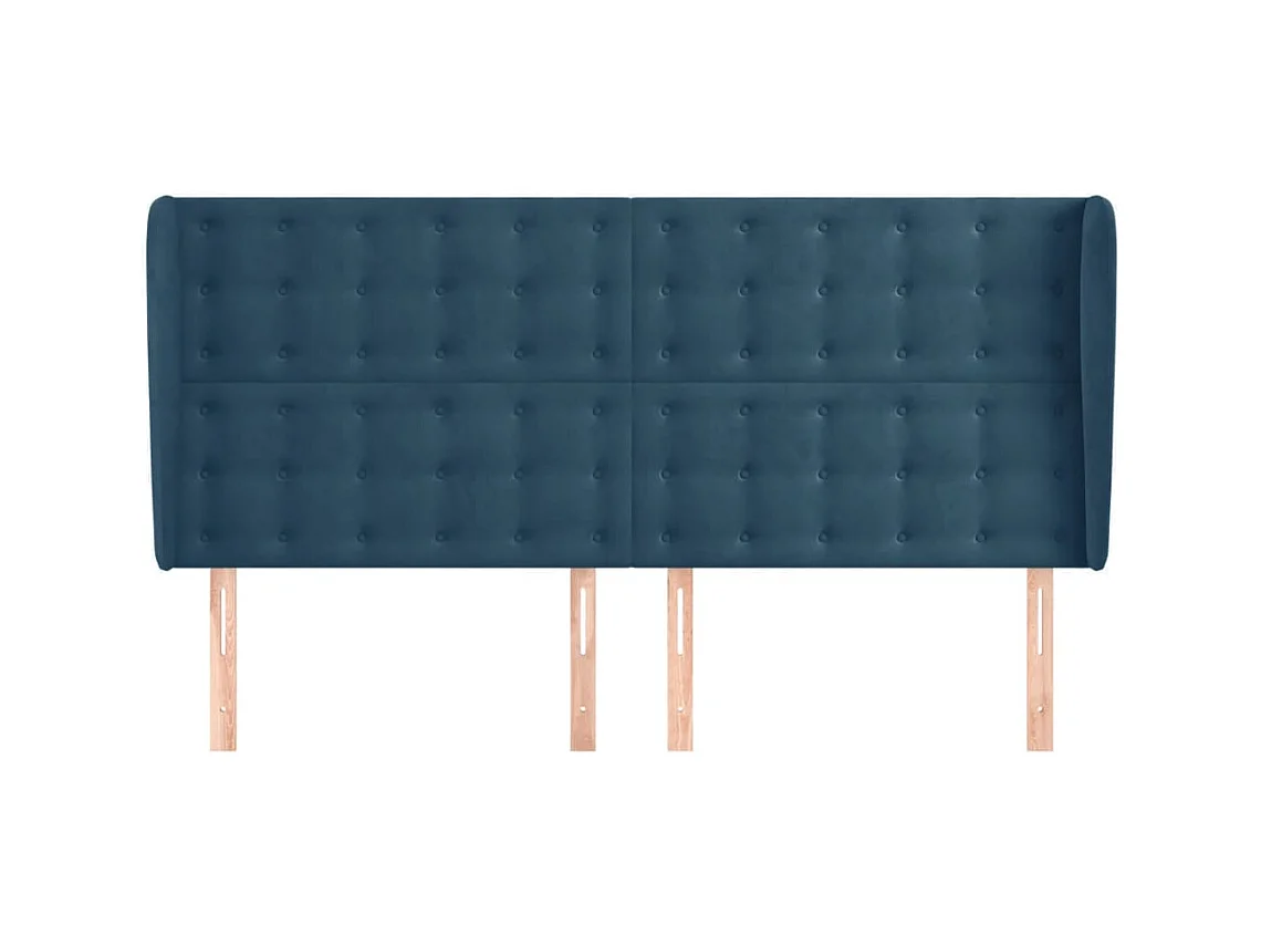 Hoofdbord met vleugels Donkerblauw 203x23x118/128 cm Fluweel