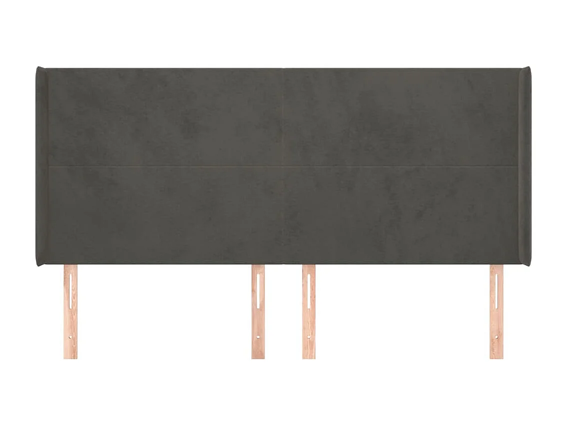 Hoofdbord met vleugels Donkergrijs 163x16x118/128 cm Fluweel
