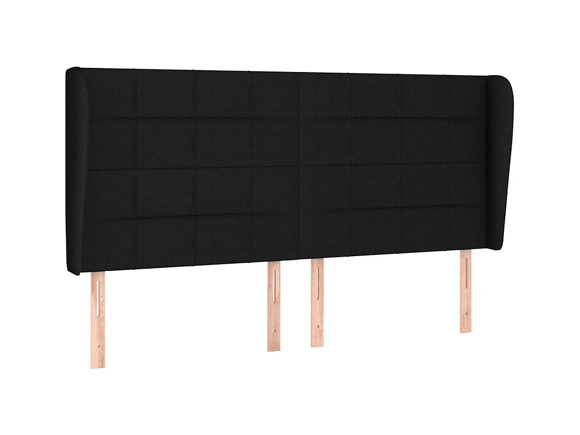 Hoofdbord met vleugels Zwart 203x23x118/128 cm Stof