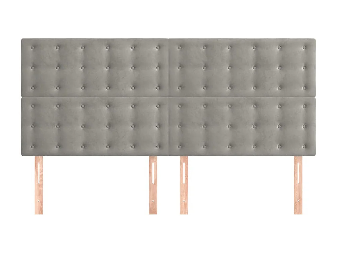 Testiere 4 pezzi Grigio chiaro 90x5x78/88 cm Velluto