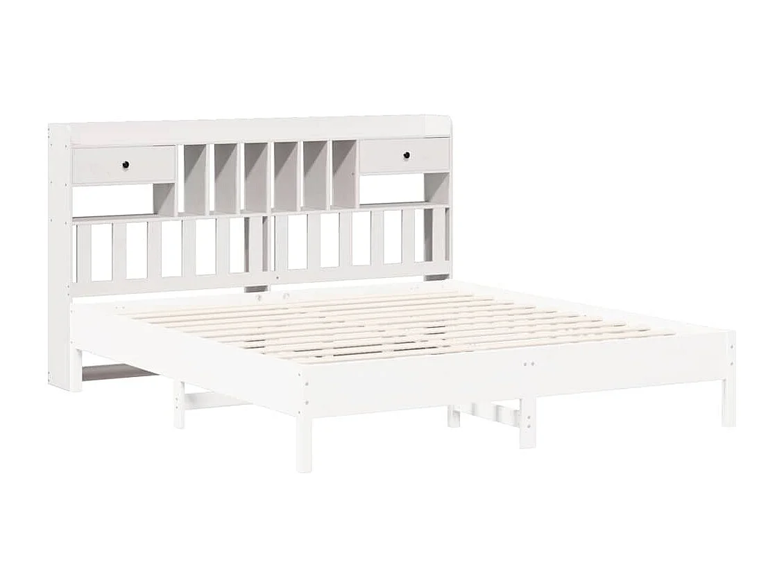 Wit hoofdbord met opbergruimte 180 cm massief grenenhout