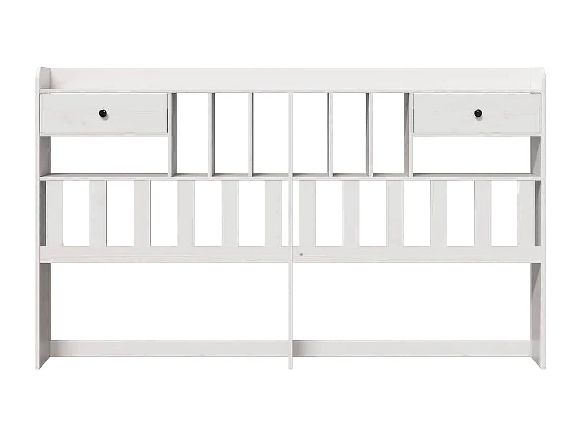 Tête de lit avec rangement blanc 180 cm bois massif de pin