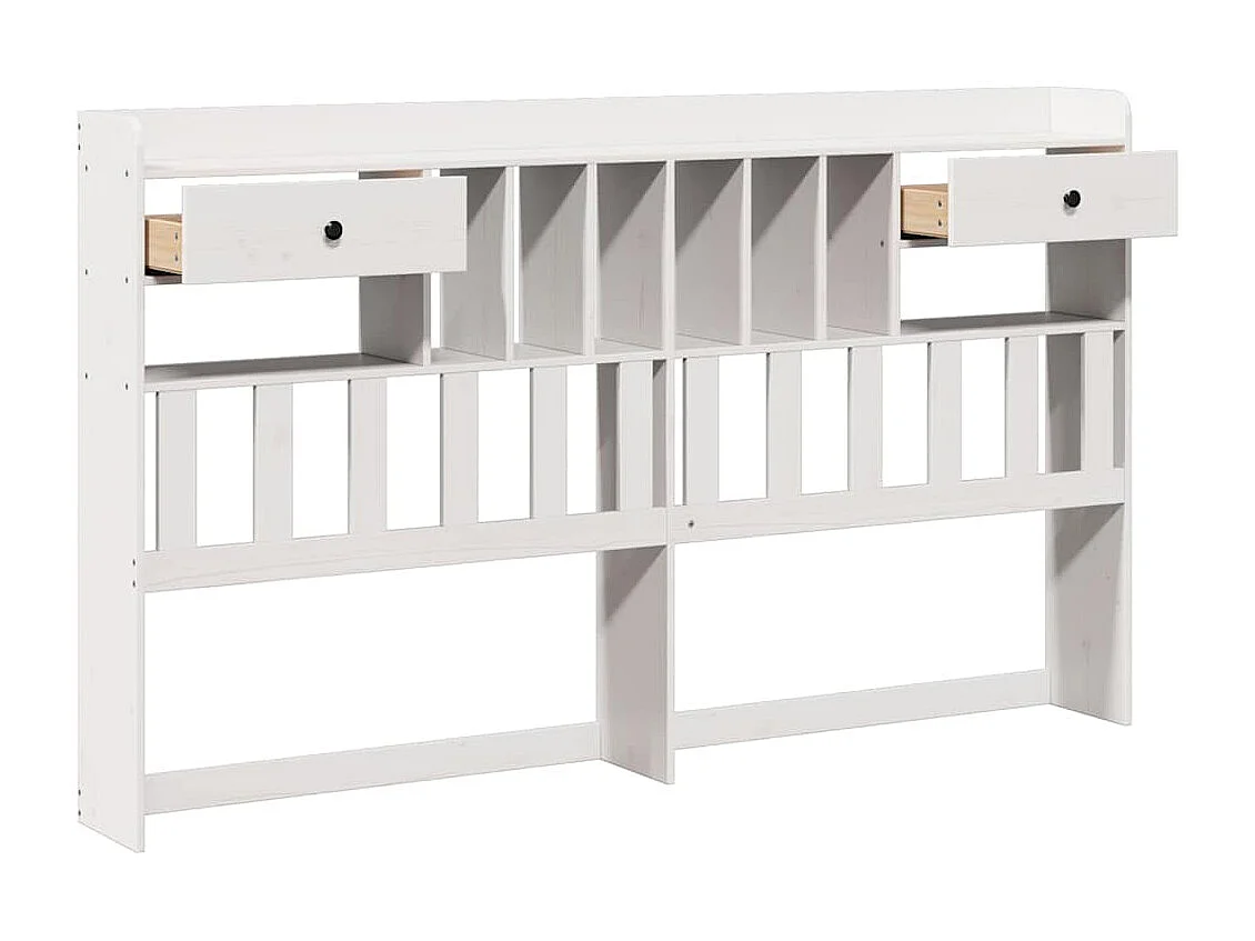 Tête de lit avec rangement blanc 180 cm bois massif de pin