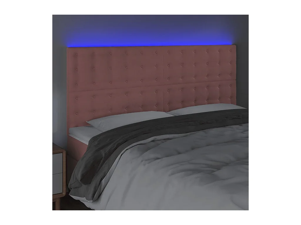 LED Hoofdbord Roze 180x5x118/128 cm Fluweel