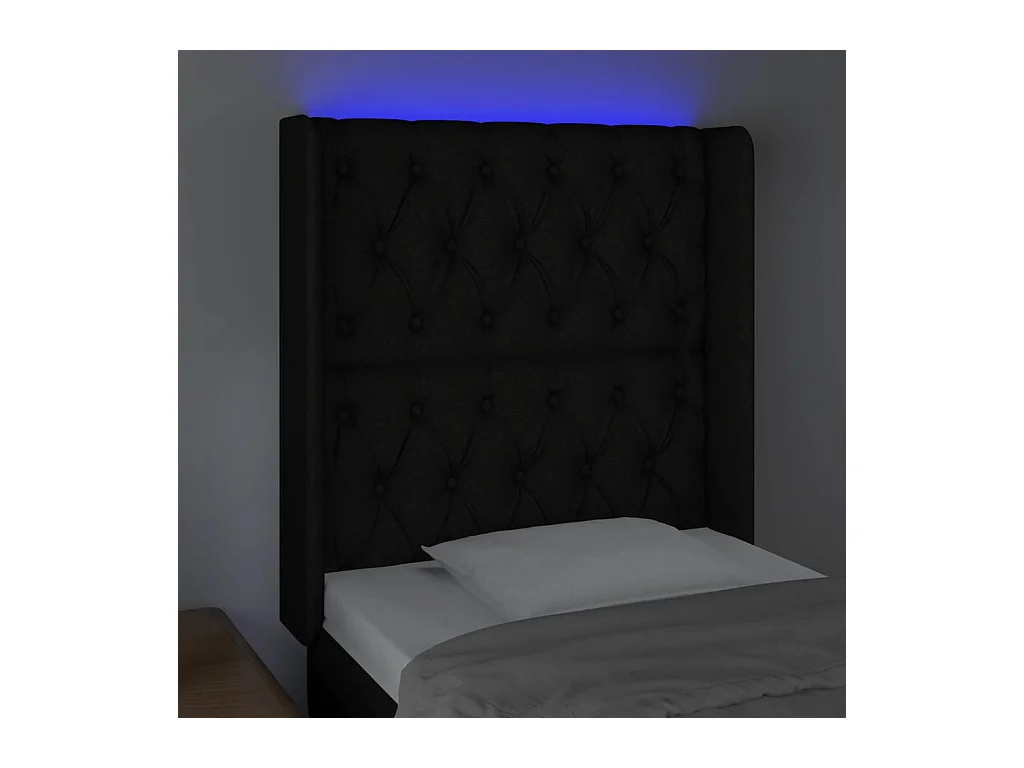 LED hoofdbord Zwart 83x16x118/128 cm Stof