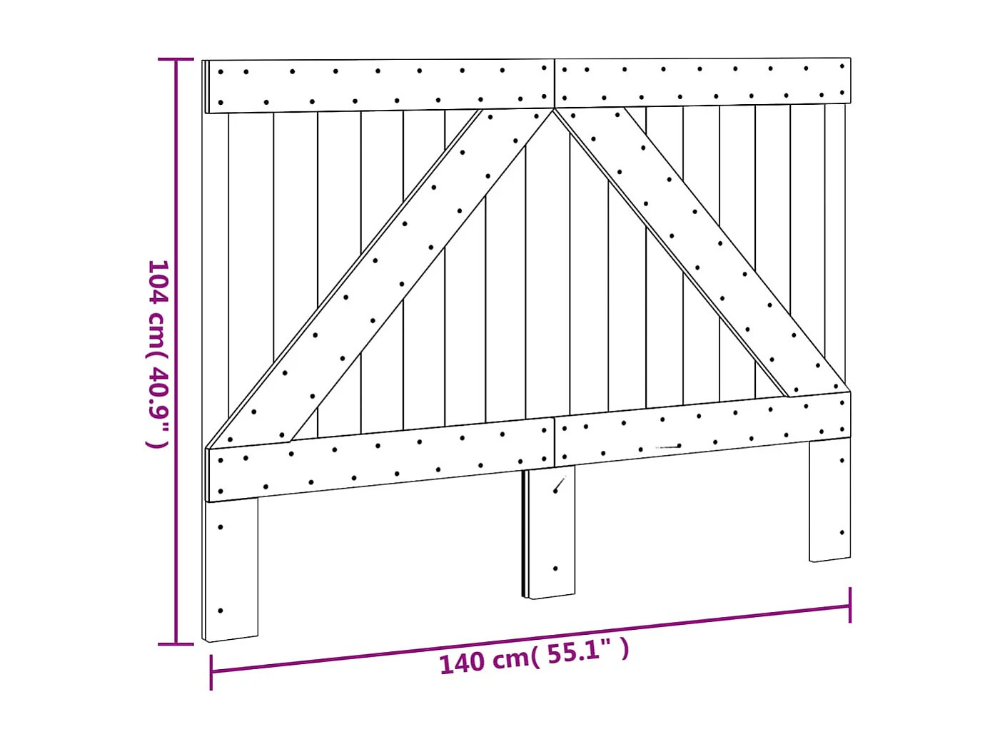 Hoofdbord 140x104 cm massief grenenhout