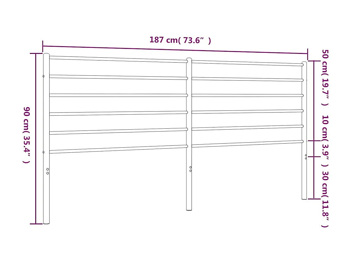 Wit metalen hoofdbord 180 cm