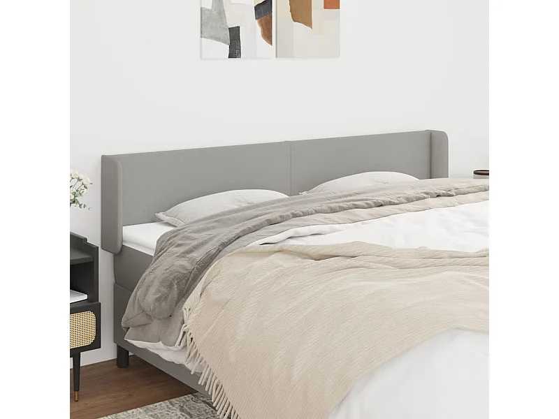 Tête de lit avec oreilles Gris clair 203x16x78/88 cm Tissu