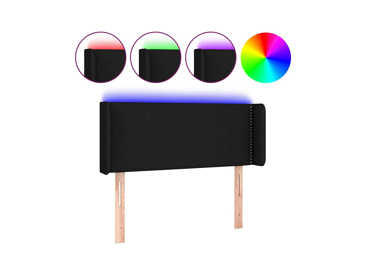 LED hoofdbord Zwart 103x16x78/88 cm Stof