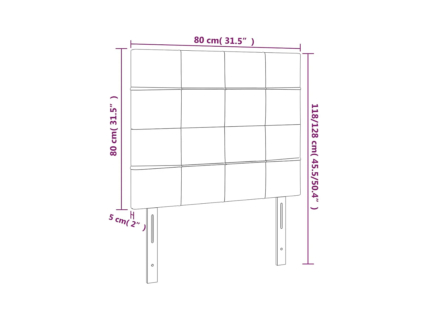 Têtes de lit 2 pcs Noir 80x5x78/88 cm Velours