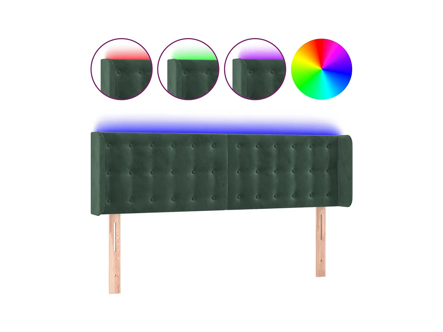 LED Hoofdbord Donkergroen 147x16x78/88 cm Fluweel