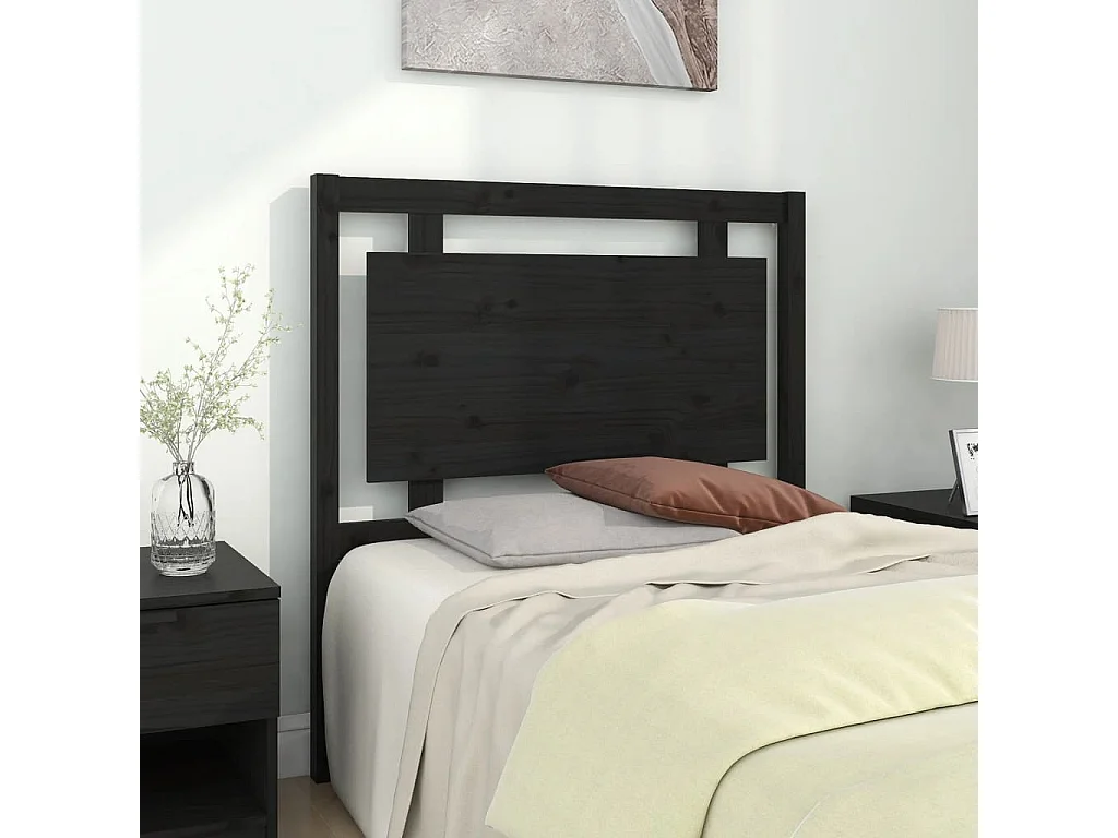Cabecero negro 95,5x4x100 cm Madera maciza de pino