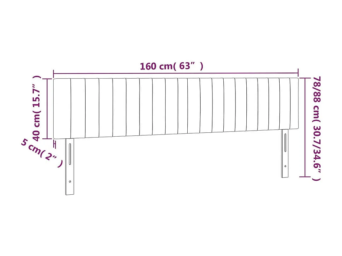 Hoofdborden 2 stuks Zwart 80x5x78/88 cm Stof