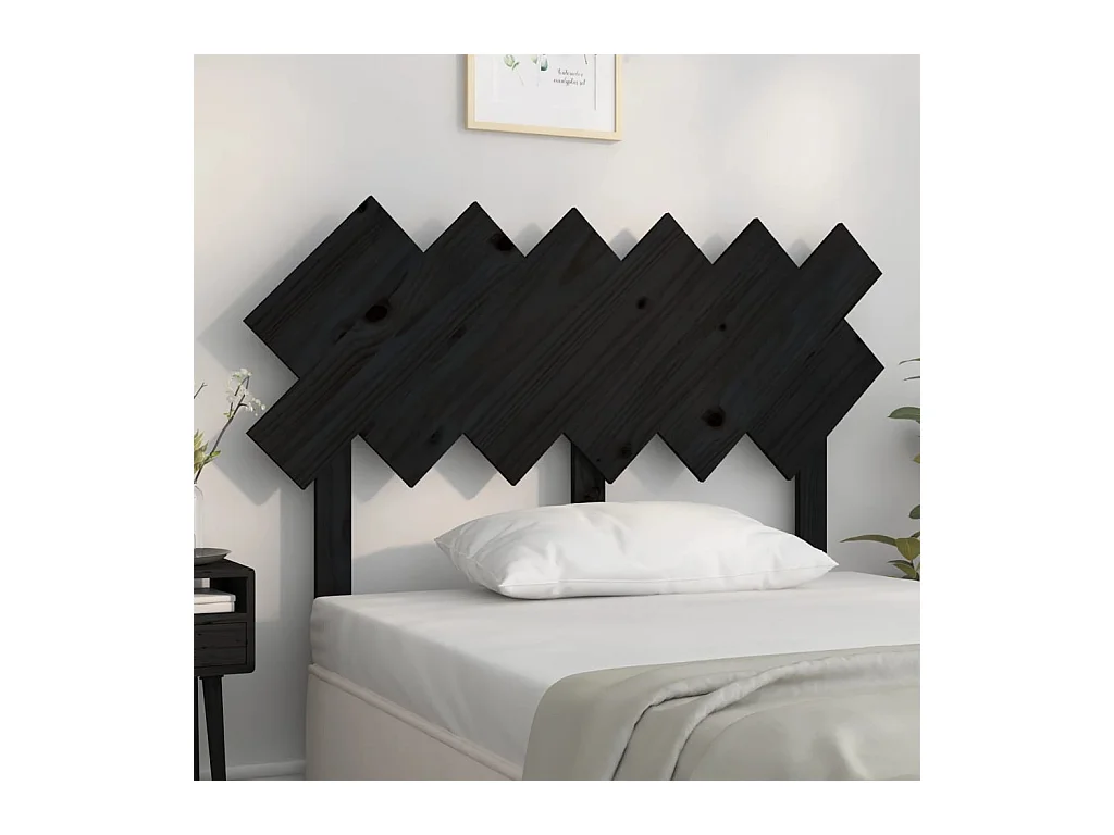 Zwart hoofdbord 122,5x3x80,5 cm Massief grenenhout