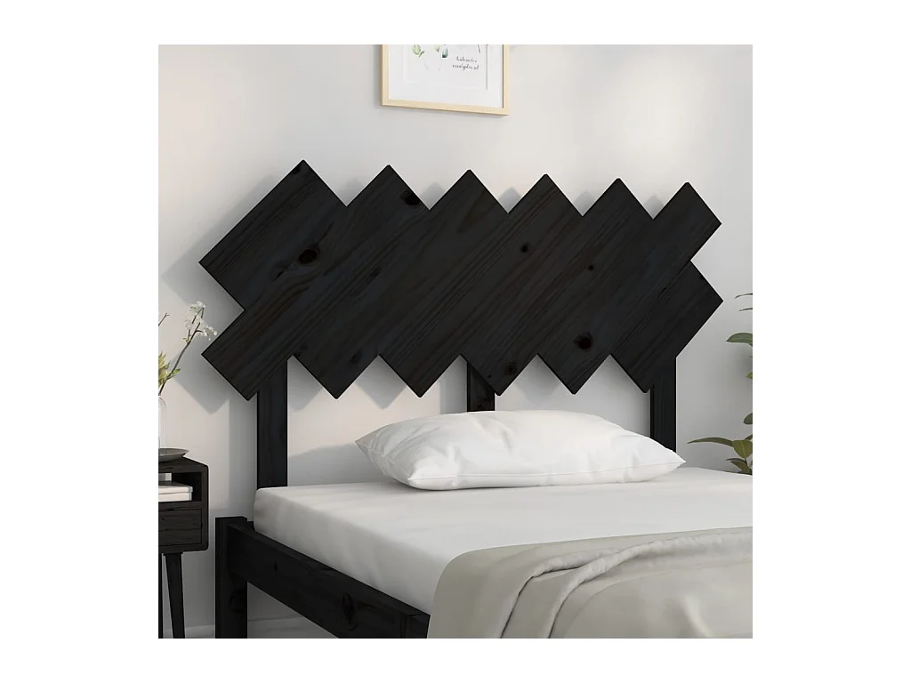 Zwart hoofdbord 122,5x3x80,5 cm Massief grenenhout