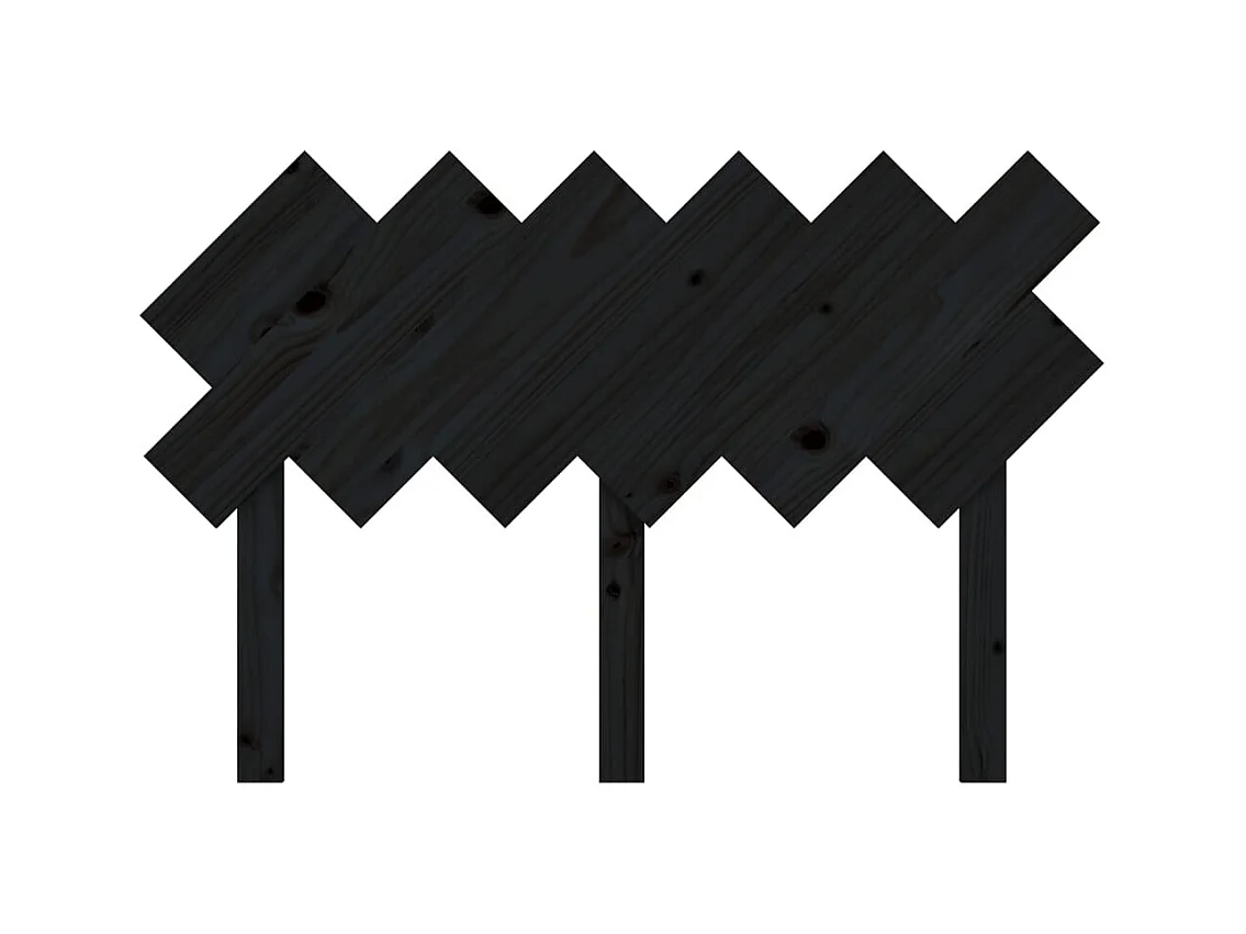 Zwart hoofdbord 122,5x3x80,5 cm Massief grenenhout