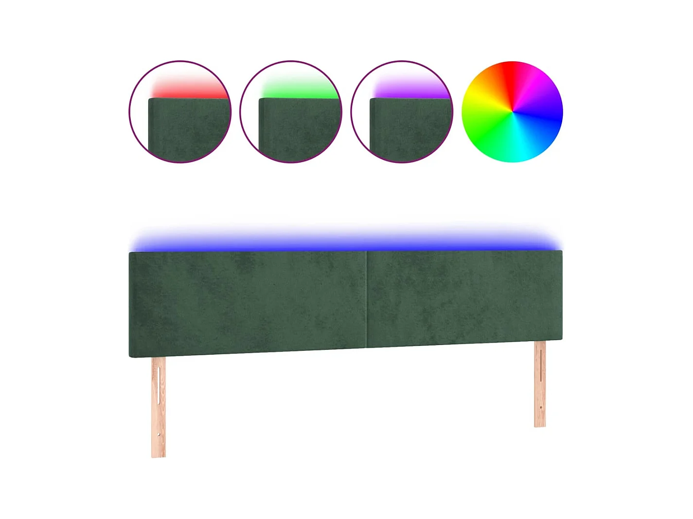 Cabecero LED Verde Oscuro 160x5x78/88 cm Terciopelo