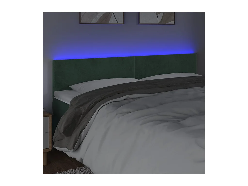 Cabecero LED Verde Oscuro 160x5x78/88 cm Terciopelo