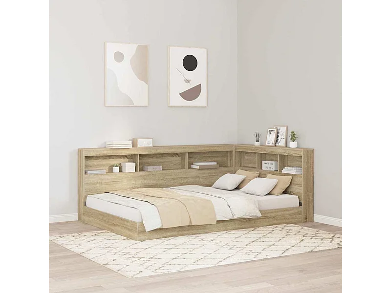 Kopfteil aus Sonoma-Eiche, 120 cm, Stauraum, Holzwerkstoff