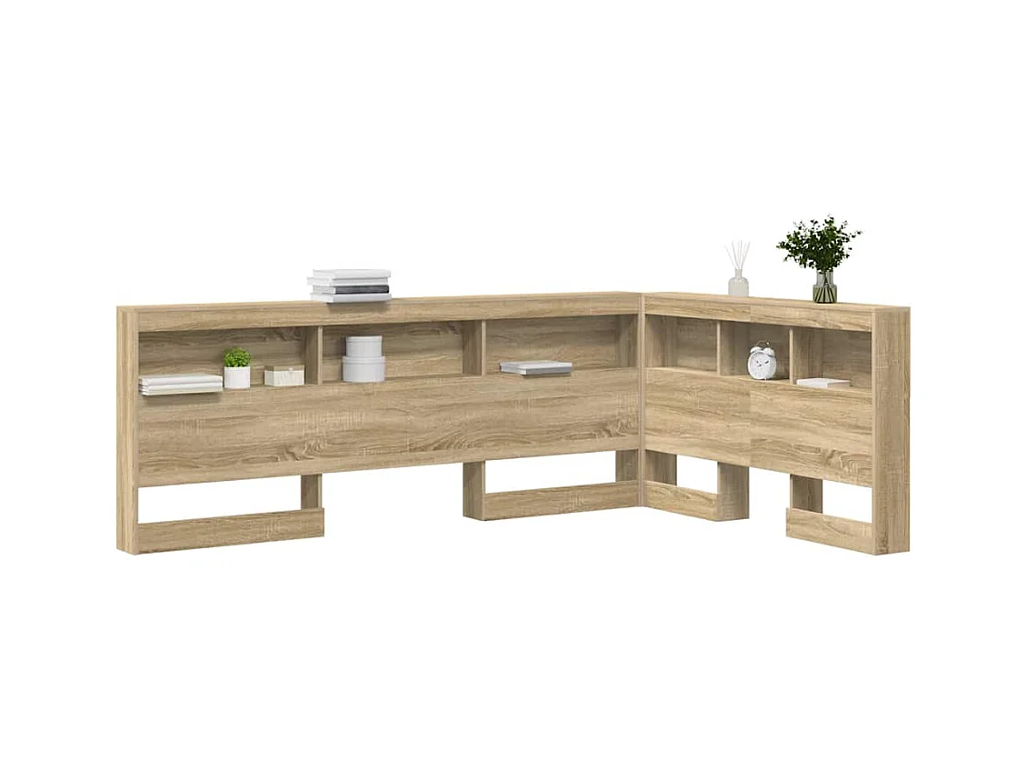 Kopfteil aus Sonoma-Eiche, 120 cm, Stauraum, Holzwerkstoff