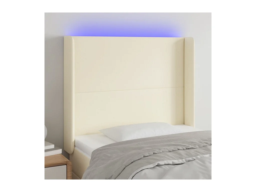 Cabecero LED Crema 83x16x118/128 cm Piel Sintética