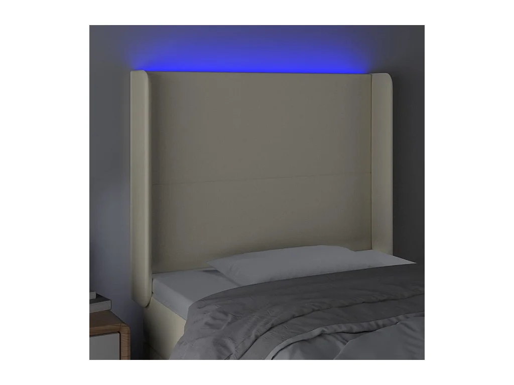 Cabecero LED Crema 83x16x118/128 cm Piel Sintética