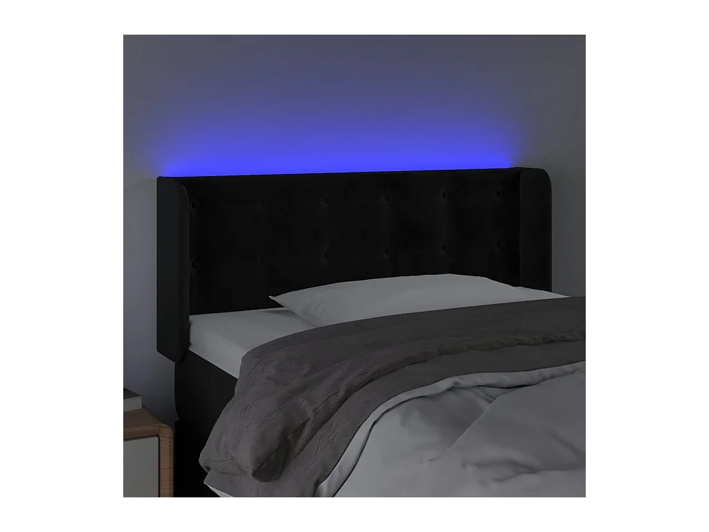 Zwart LED hoofdbord 83x16x78/88 cm Fluweel