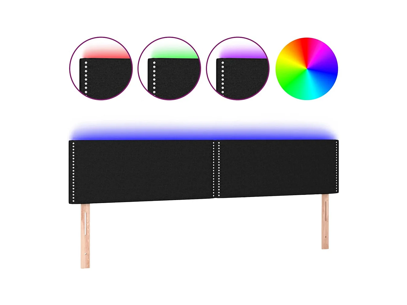 LED-Kopfteil Schwarz 180x5x78/88 cm Stoff