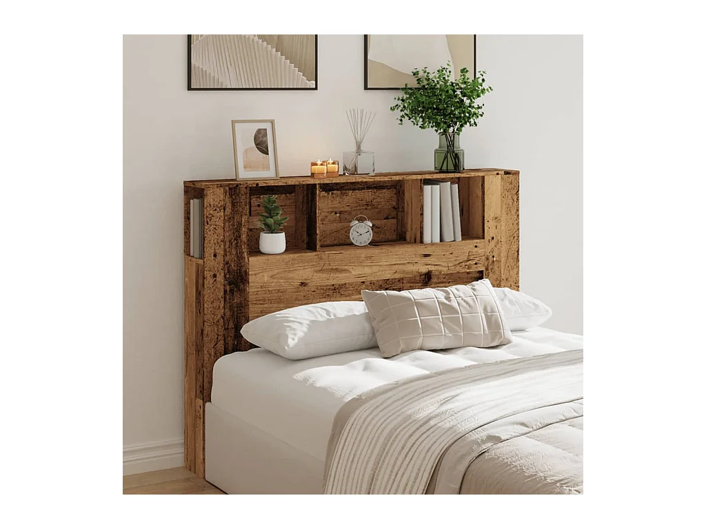 Armoire de tête de lit vieux bois 140x18,5x102,5 cm